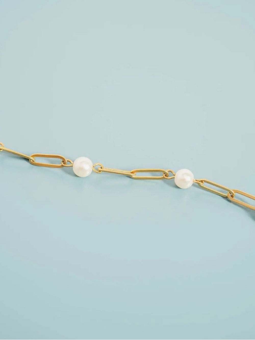 Gold Pearl Link Bracelet - Women Jewelry - Picture 2 of 3